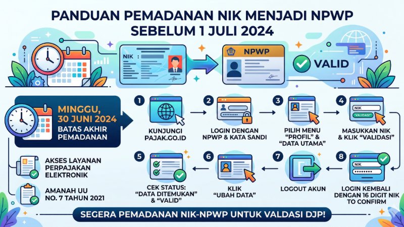 Paling Lambat 30 Juni 2024, Ini Cara Memadankan NIK dan NPWP