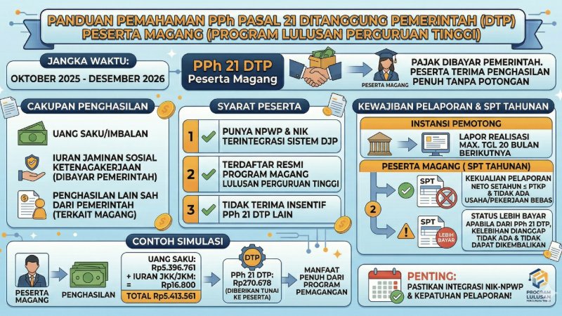 Kabar Gembira! Pemerintah Tanggung PPh 21 Peserta Magang Lulusan Perguruan Tinggi Tahun 2026