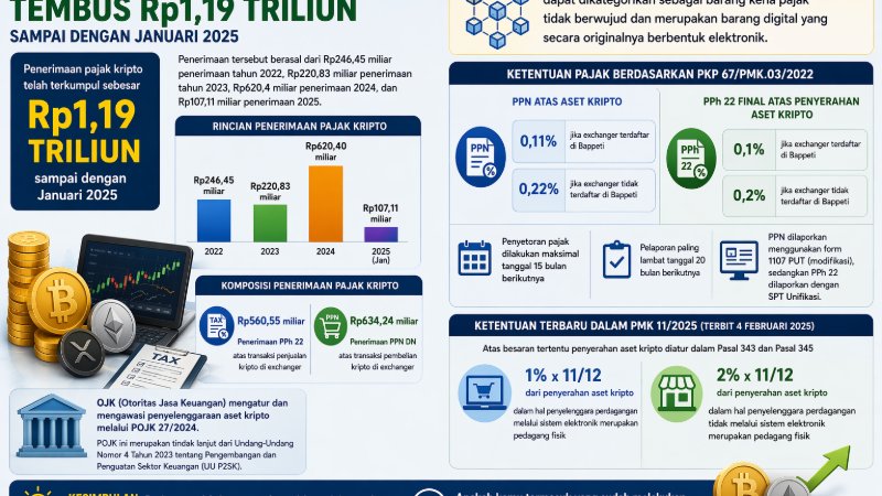 Pajak Kripto Terkumpul Rp1,19 Triliun di 2025: Regulasi, Tarif, dan Implikasinya