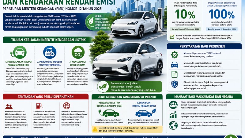 PMK Nomor 12 Tahun 2025 tentang Pajak untuk Kendaraan Listrik